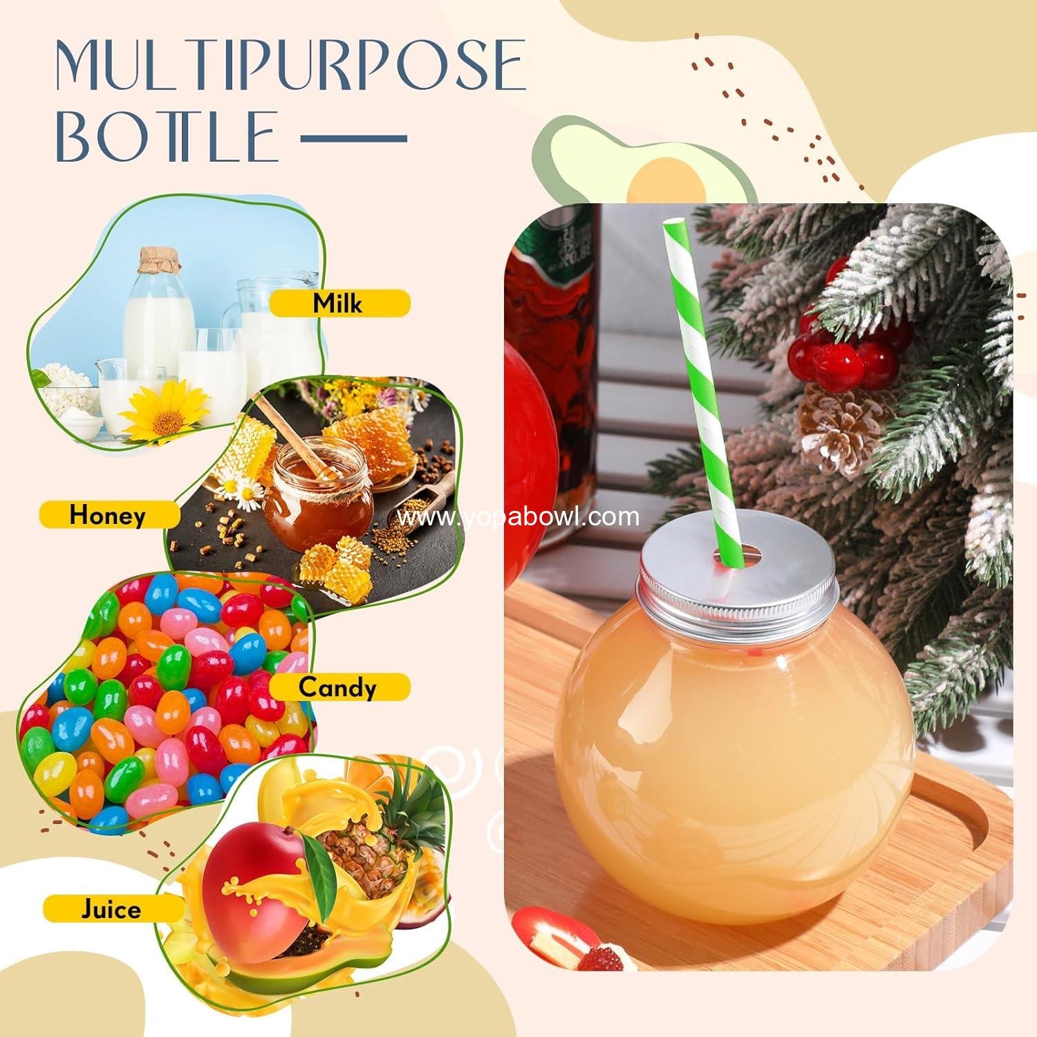 Wholesale 24 Pcs 10 oz Mini Plastic Fish Bowl Cups for Drinks Clear Spherical Potion Bottles with Lids and Straws for Christmas Carnival Candy Party Decorations Multicolor Factory