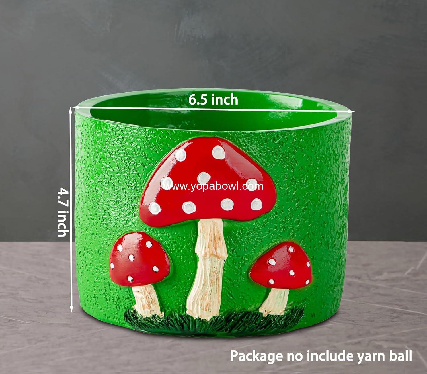 Wholesale Mushroom Yarn Bowl for Crocheting - Green Crochet Yarn Holder, Red Decor Knitting Bowl - Factory