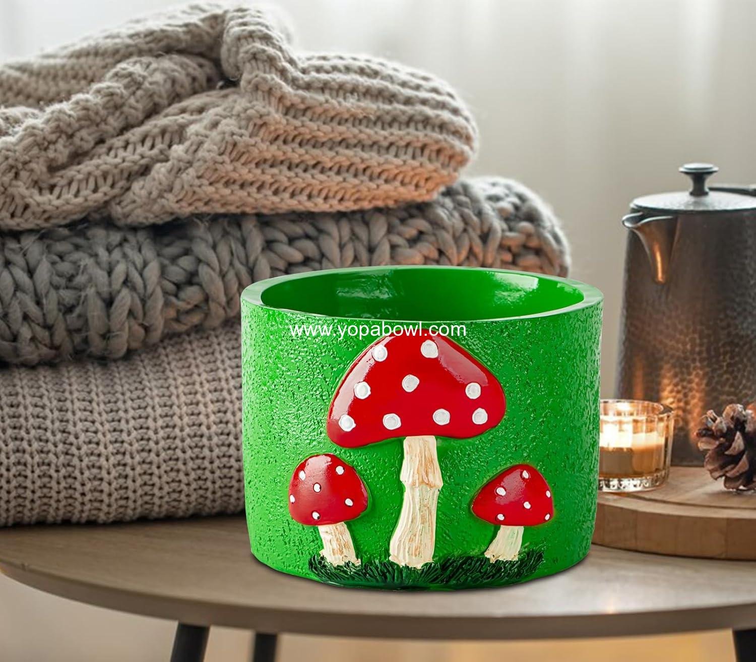 Wholesale Mushroom Yarn Bowl for Crocheting - Green Crochet Yarn Holder, Red Decor Knitting Bowl - Factory