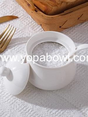 Wholesale 7oz Farmhouse White Ceramic Sugar Bowl with Lid and Spoon, Porcelain Condiment Pot for Seasoning, Salt Container Jar for Coffee Table, Factory