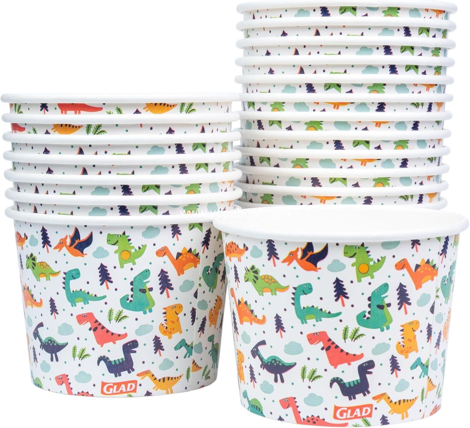 Wholesale Colorful Dinosaur Paper Snack Bowls - Heavy Duty, Microwavable, Disposable Snack Cups for Soup or Ice Cream, 12 Ounce, 20 Count Factory