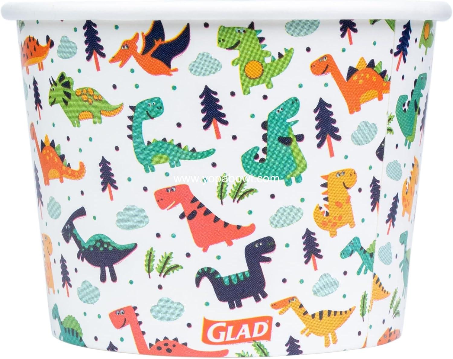 Wholesale Colorful Dinosaur Paper Snack Bowls - Heavy Duty, Microwavable, Disposable Snack Cups for Soup or Ice Cream, 12 Ounce, 20 Count Factory