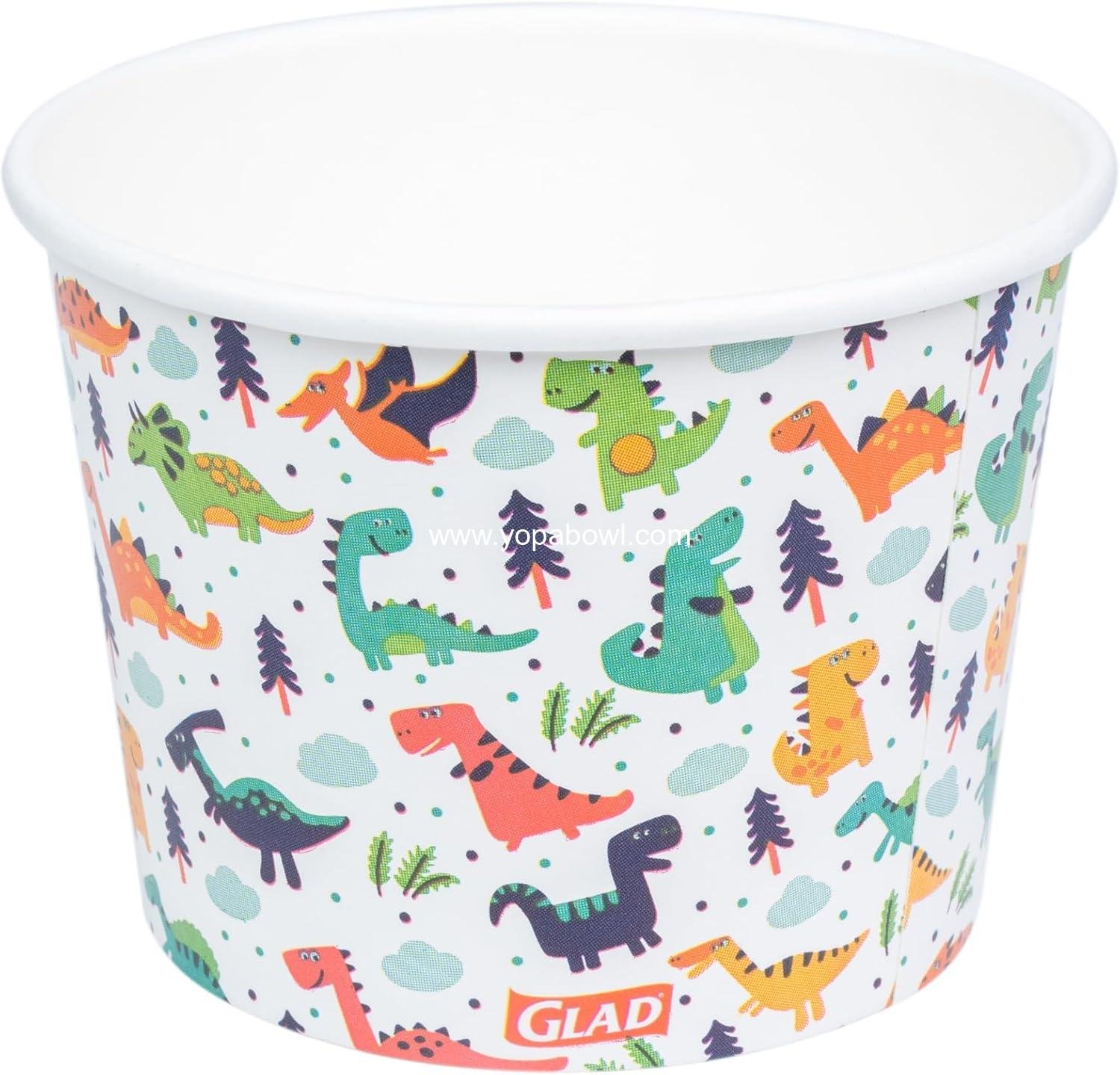 Wholesale Colorful Dinosaur Paper Snack Bowls - Heavy Duty, Microwavable, Disposable Snack Cups for Soup or Ice Cream, 12 Ounce, 20 Count Factory