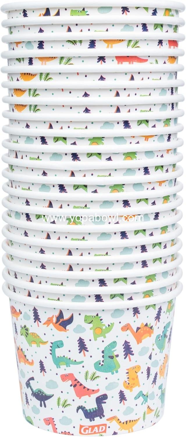 Wholesale Colorful Dinosaur Paper Snack Bowls - Heavy Duty, Microwavable, Disposable Snack Cups for Soup or Ice Cream, 12 Ounce, 20 Count Factory