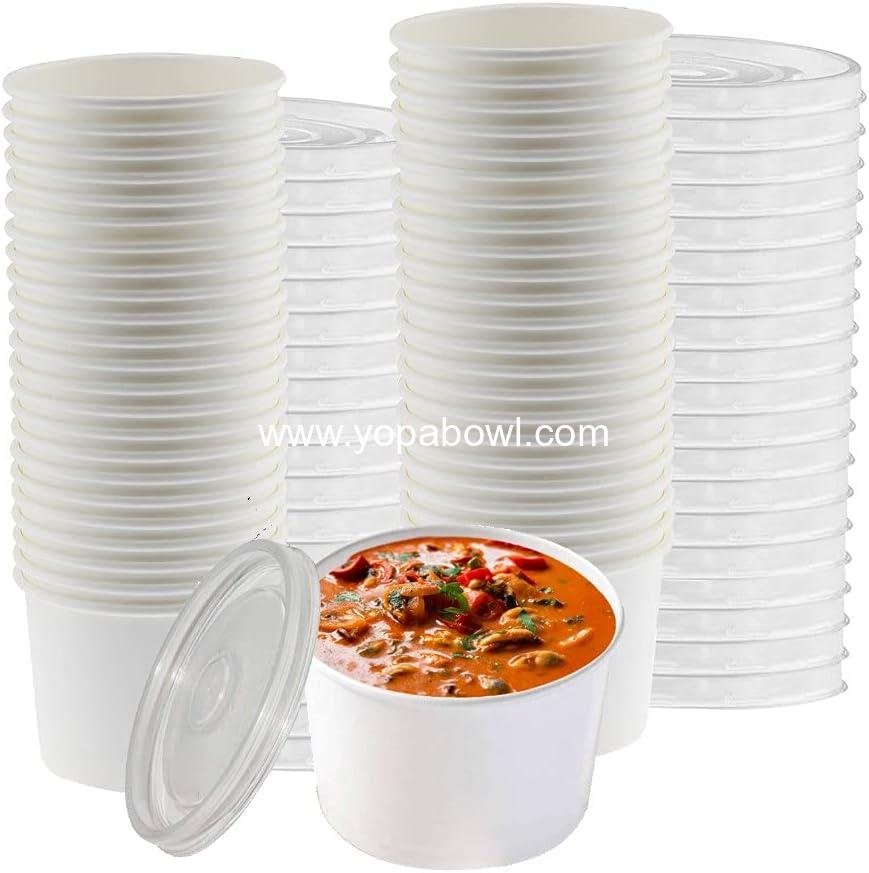 Smygoods 8oz Paper Soup Containers With Lids, Disposable Soup Bowls With Lids, 50 Count,