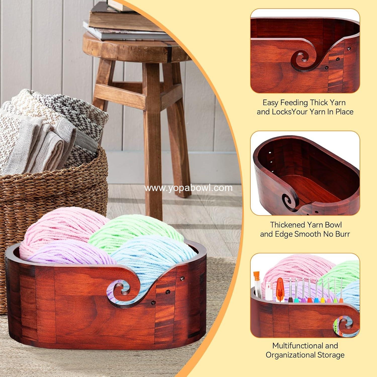 Wholesale Large Yarn Bowl for Crocheting - Crochet Storage with 66-Pack Crochet Kit Including 9 Sizes Crochet Hook Set - Yarn Holder for Knitting Beginners - Factory