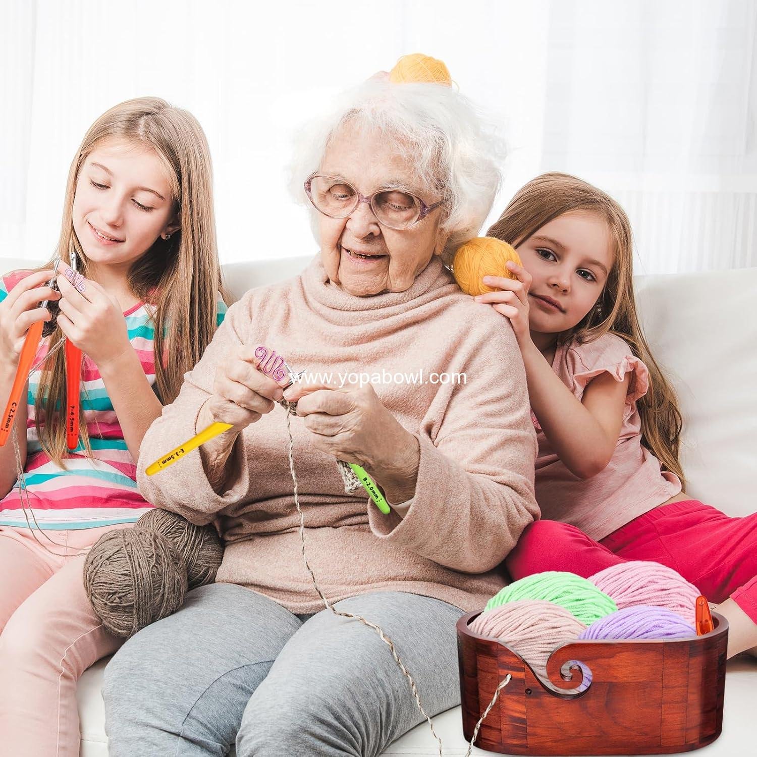 Wholesale Large Yarn Bowl for Crocheting - Crochet Storage with 66-Pack Crochet Kit Including 9 Sizes Crochet Hook Set - Yarn Holder for Knitting Beginners - Factory