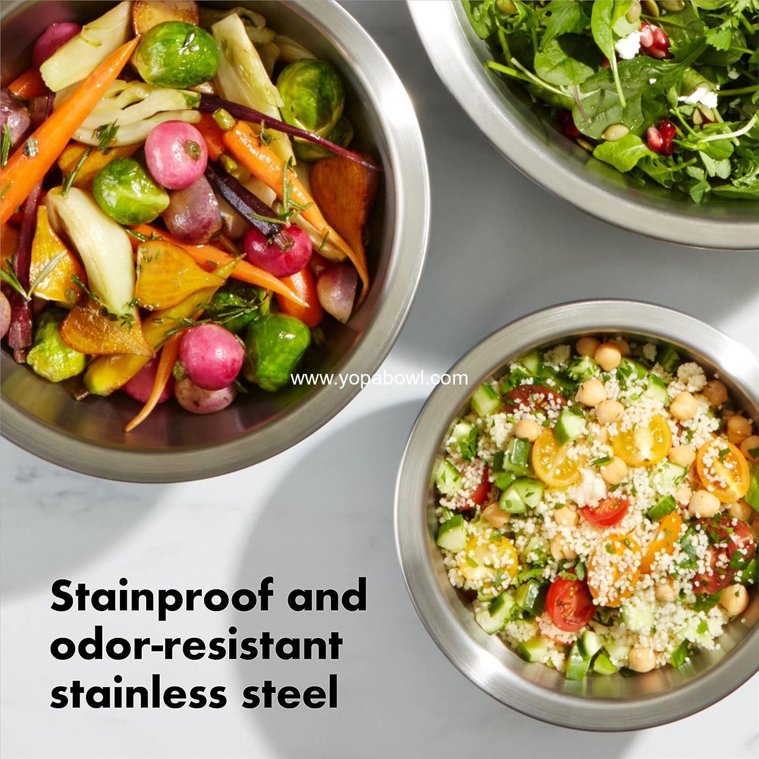 Wholesale Stainless Steel 3-Piece Mixing Bowl Set - Factory