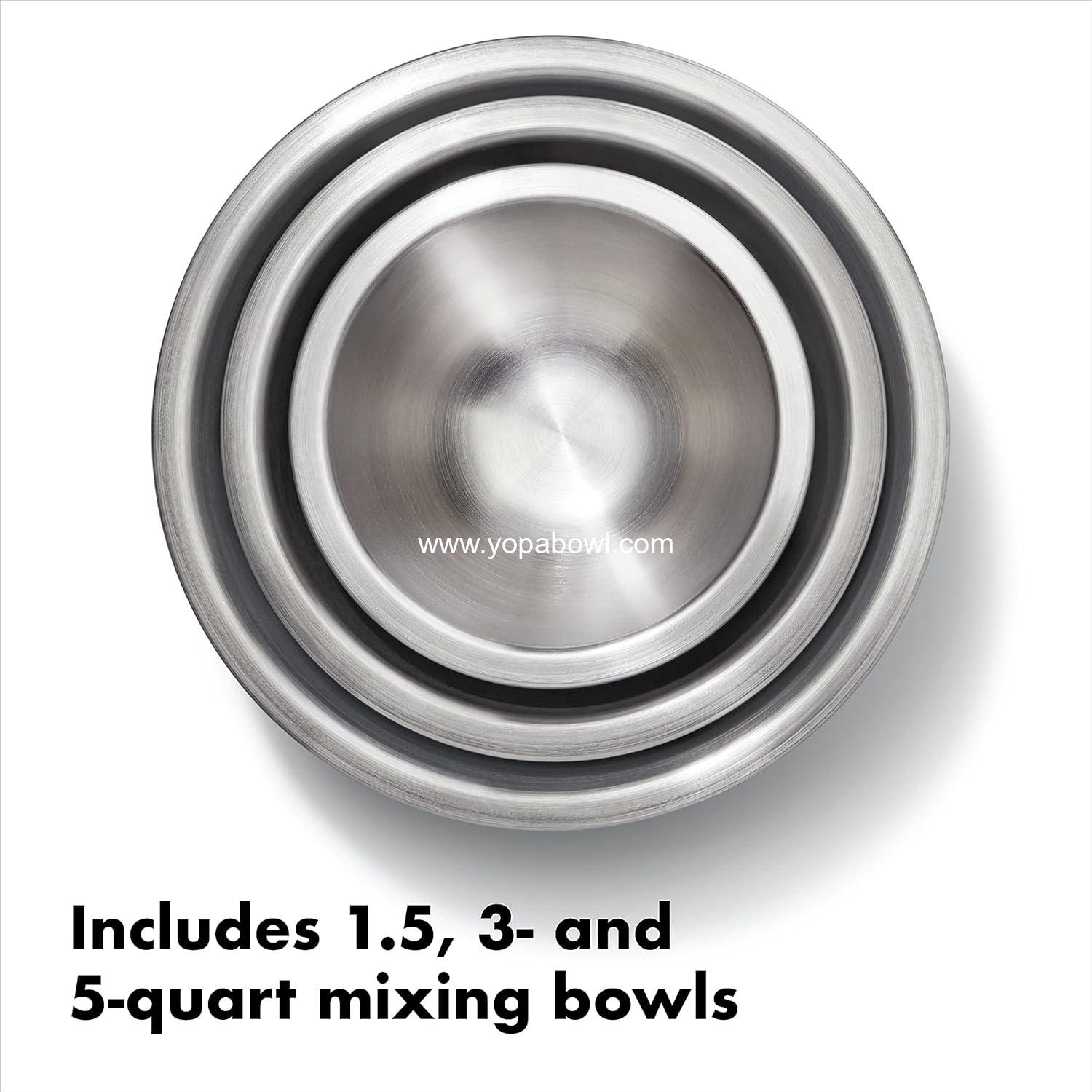 Wholesale Stainless Steel 3-Piece Mixing Bowl Set - Factory