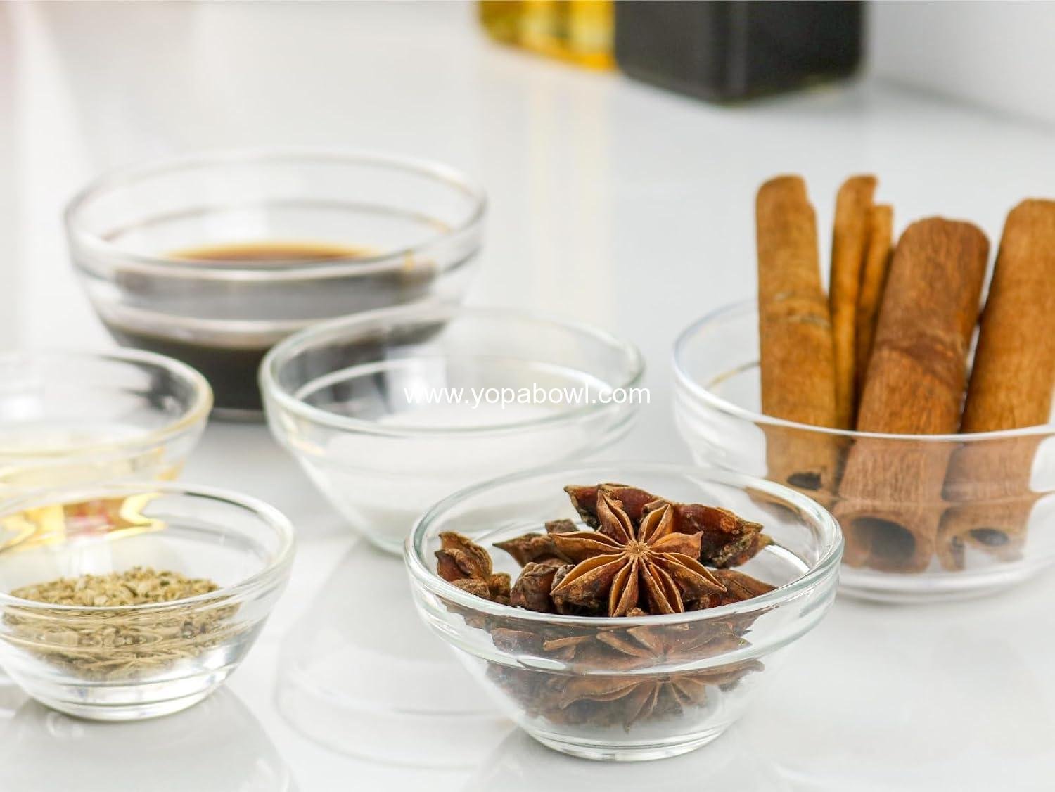 Wholesale 3 Sizes Glass Prep Bowl Sets, Clear Small Pinch Bowls for Salt, Spices, and Chopped Ingredients, 1.5oz, 2.5oz, 3.5oz, Set of 12 Factory