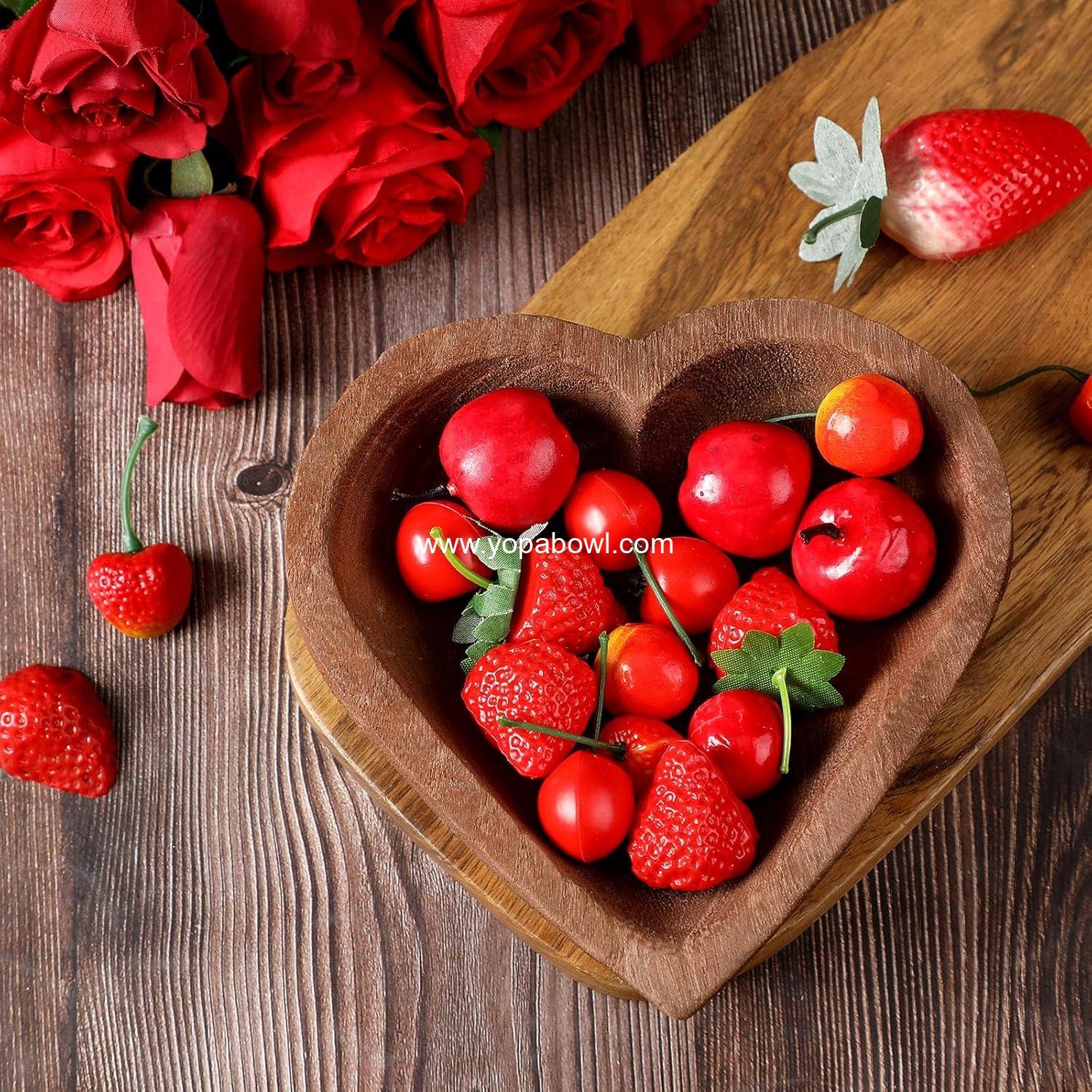 Wholesale 10 Pcs Wooden Dough Bowls - Hand Carved Heart Shaped Paulownia Serving Bowls for Home, 7 Inch for Bread, Fruits, Salad & Candle - Factory