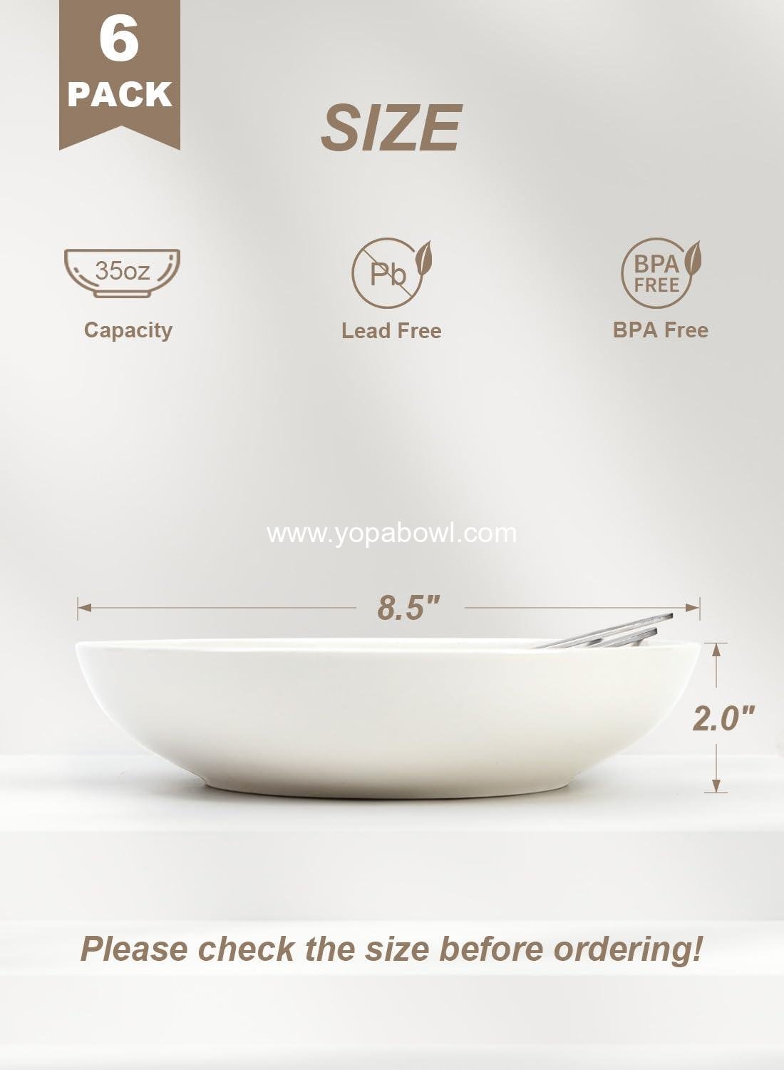 Wholesale 35oz Pasta Bowls Set of 6, 8.5