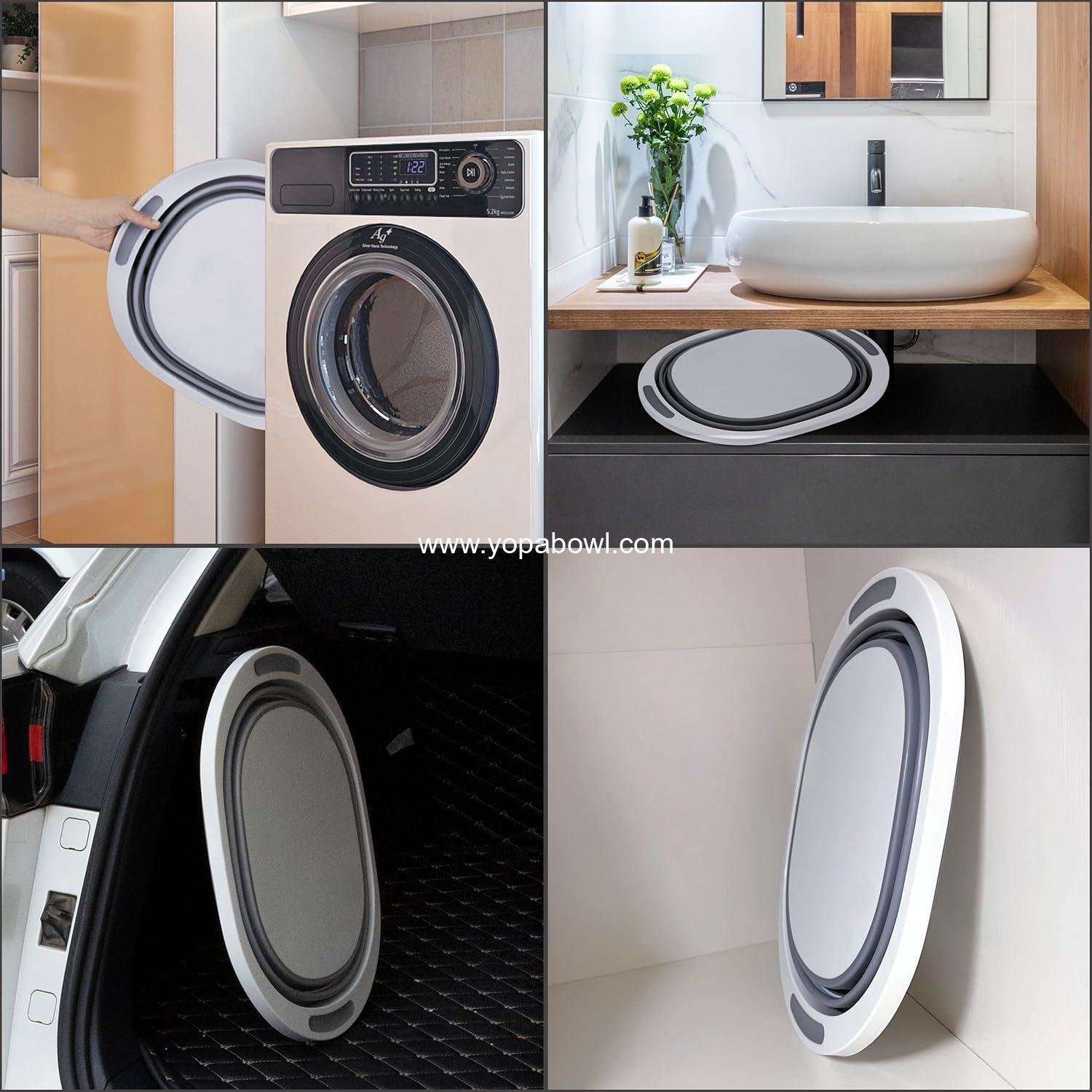 OEM Collapsible 7.5L Plastic Dishpan Sink Basin Foldable Cutting Board Food Tub Portable Washing Basket for BBQ Picnic Camping Space Saving Gray Factory