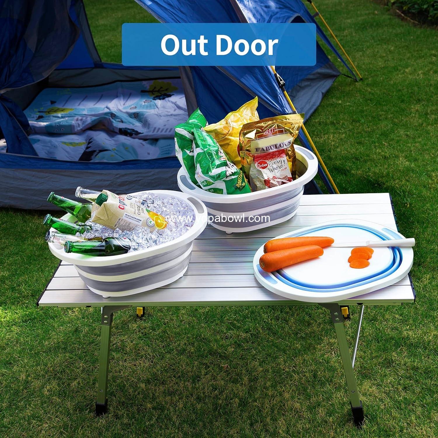 OEM Collapsible 7.5L Plastic Dishpan Sink Basin Foldable Cutting Board Food Tub Portable Washing Basket for BBQ Picnic Camping Space Saving Gray Factory