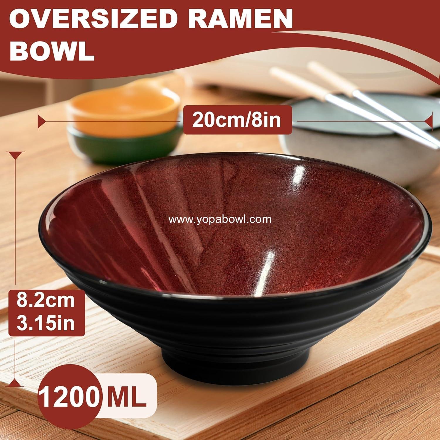 OEM 8-Inch Large Ceramic Ramen Bowls 2 Sets 8 Pieces Porcelain Dishwasher Microwave Safe for Noodles Pasta Soup Cereal Salad with Chopsticks Forks Spoons Housewarming Gift for Men Women supplier