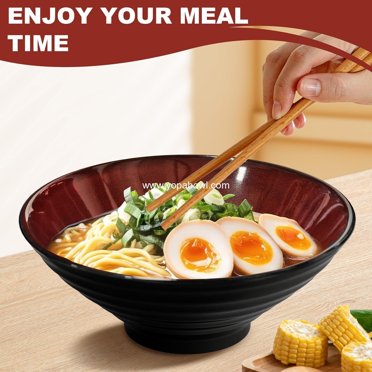 OEM 8-Inch Large Ceramic Ramen Bowls 2 Sets 8 Pieces Porcelain Dishwasher Microwave Safe for Noodles Pasta Soup Cereal Salad with Chopsticks Forks Spoons Housewarming Gift for Men Women supplier