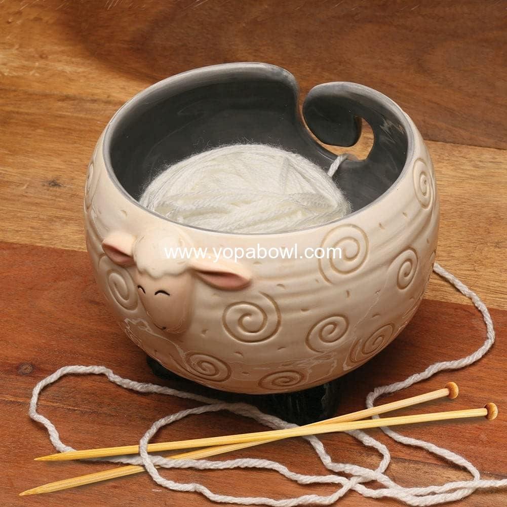 OEM Sleepy Sheep Ceramic Yarn Knitting Bowl Tangle-Free Holder 6 OEM Sleepy Sheep Ceramic Yarn Knitting Bowl Tangle-Free Holder 6