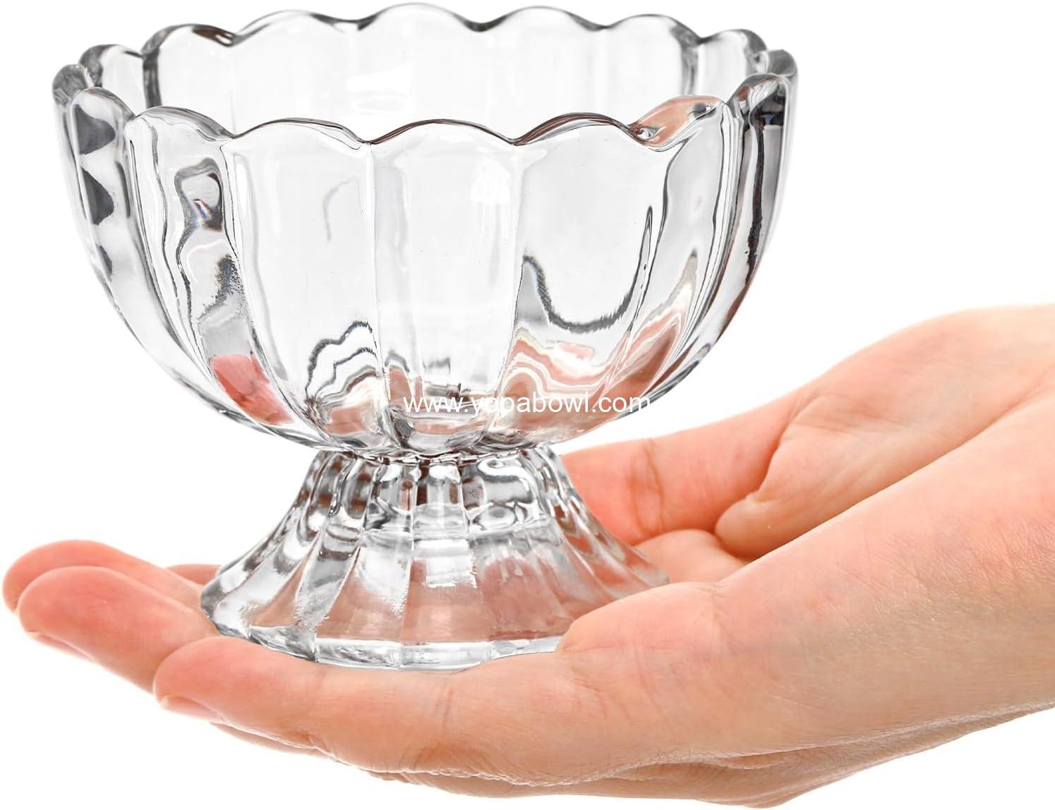 OEM 6 Pack 4 Oz Glass Dessert Bowls Mini Footed Ice Cream Cups for Sundae Trifle Salad Cocktail Condiment Manufacturer