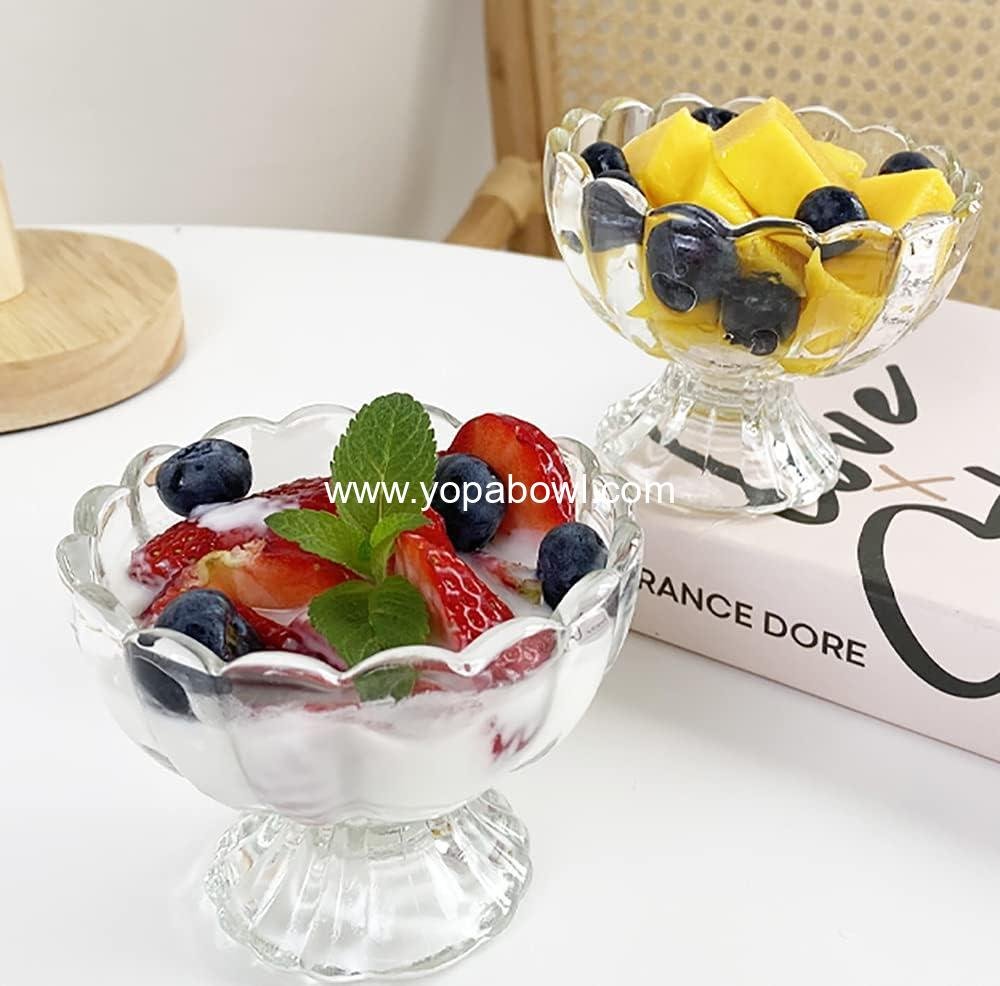 OEM 6 Pack 4 Oz Glass Dessert Bowls Mini Footed Ice Cream Cups for Sundae Trifle Salad Cocktail Condiment Manufacturer