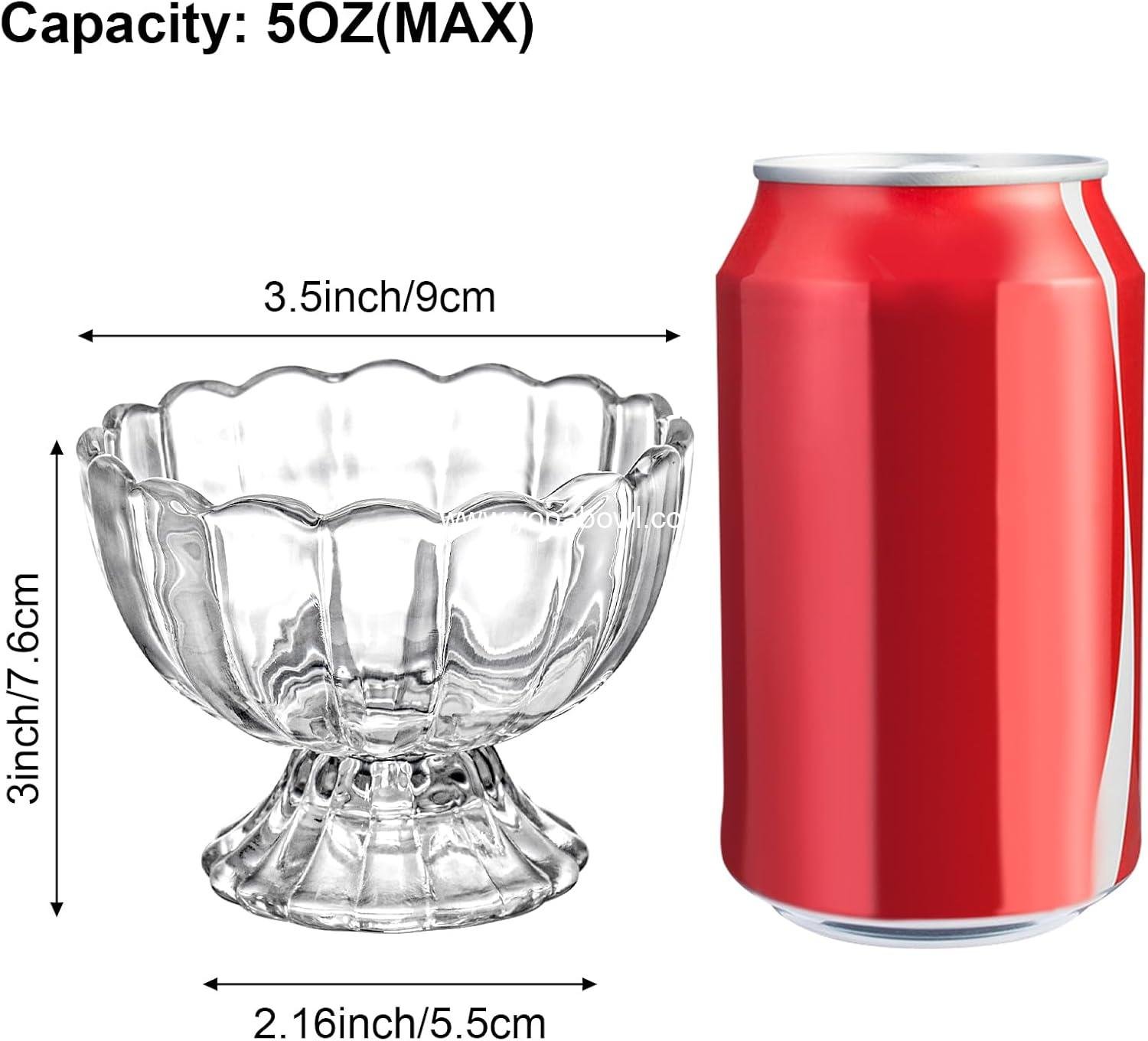 OEM 6 Pack 4 Oz Glass Dessert Bowls Mini Footed Ice Cream Cups for Sundae Trifle Salad Cocktail Condiment Manufacturer