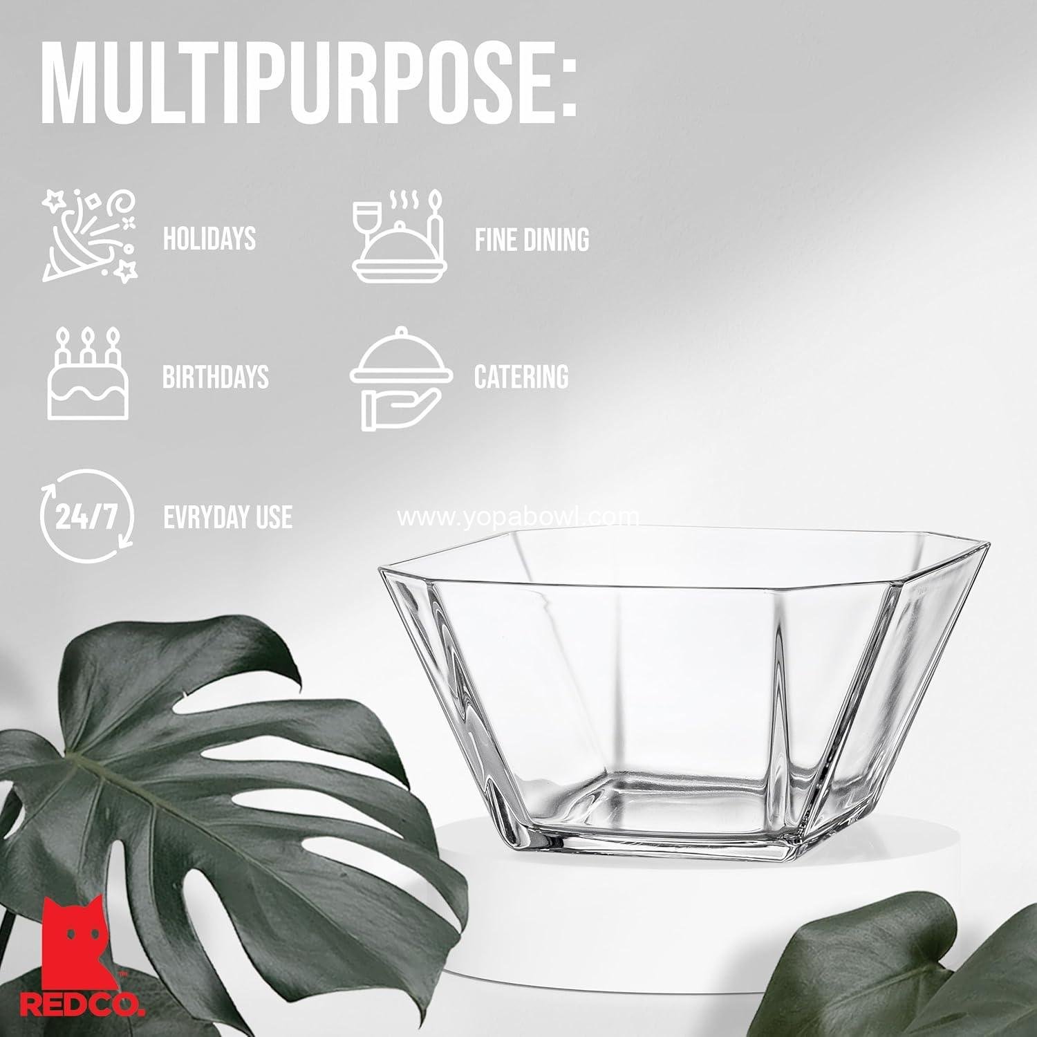 Wholesale 64-Ounce Modern Geometric Clear Glass Serving Centerpiece Bowl Factory