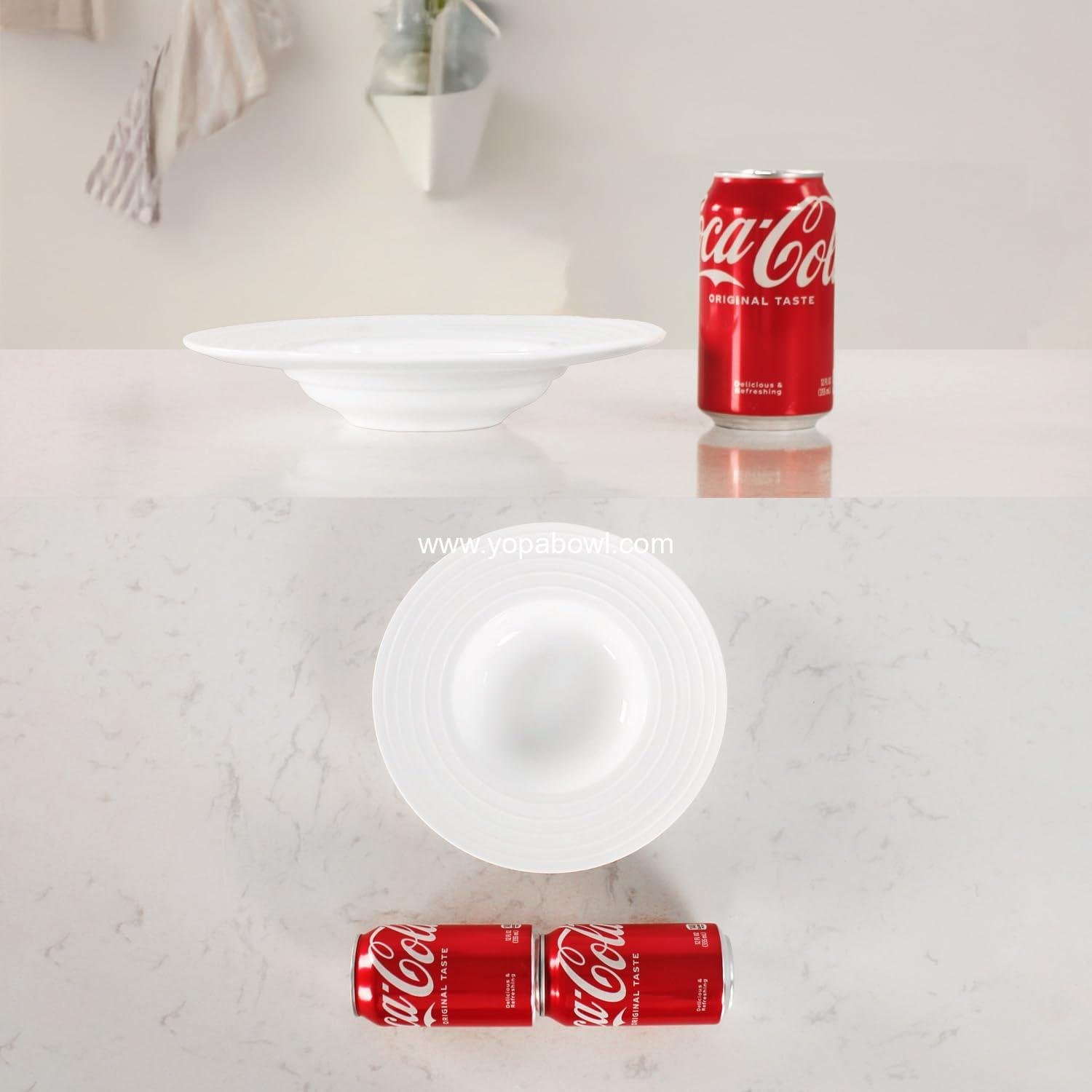 Wholesale Ceramic Wide Rimmed Soup Pasta Bowls 8 oz Set of 4 White Shallow Plates 9.6 Inch with Rim Ideal for Restaurants Hotels Foodies Factory