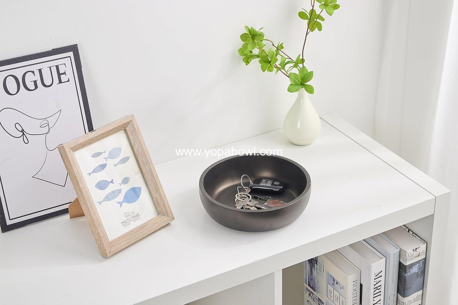 OEM 7.9 Inch Concrete Key Bowl Entryway Table Decor Modern Industrial Minimalist Holder Charcoal Black Smooth Sealed Durable Factory
