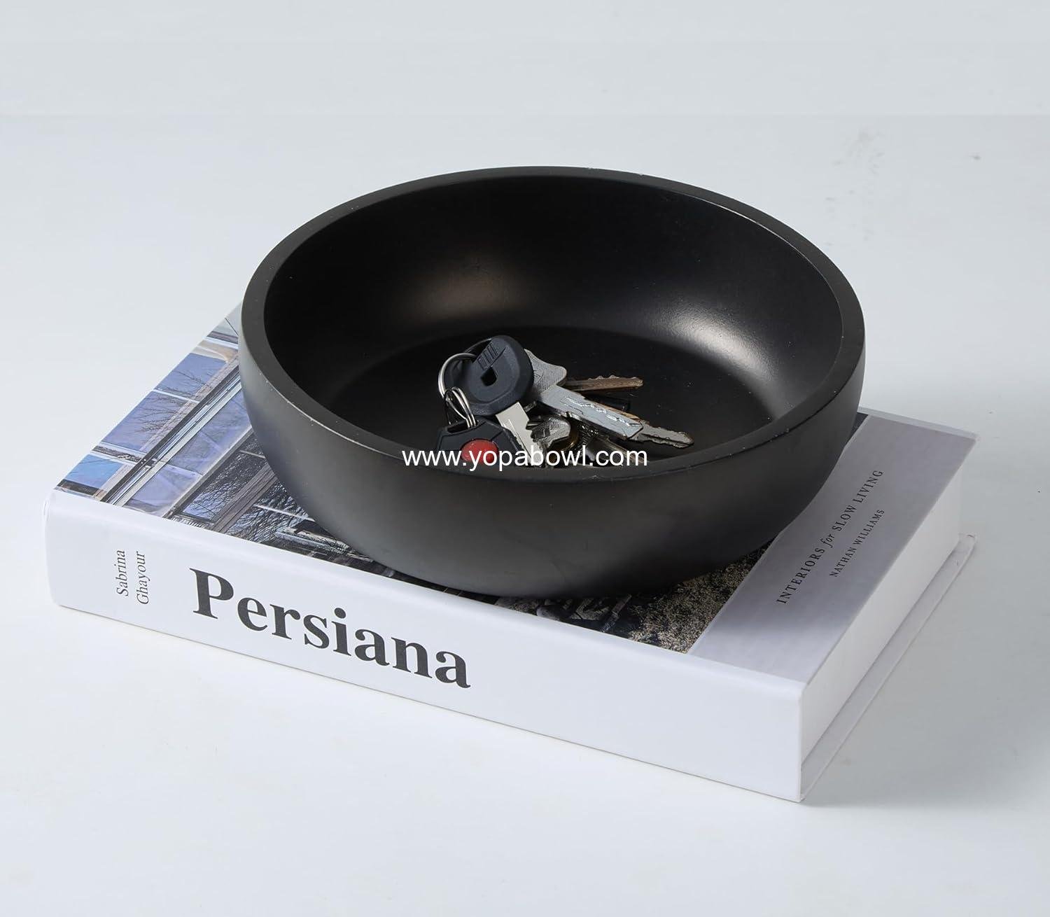 OEM 7.9 Inch Concrete Key Bowl Entryway Table Decor Modern Industrial Minimalist Holder Charcoal Black Smooth Sealed Durable Factory