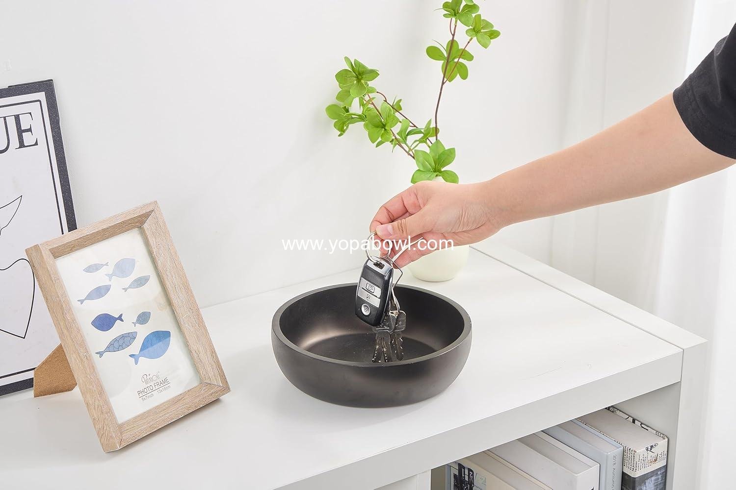 OEM 7.9 Inch Concrete Key Bowl Entryway Table Decor Modern Industrial Minimalist Holder Charcoal Black Smooth Sealed Durable Factory