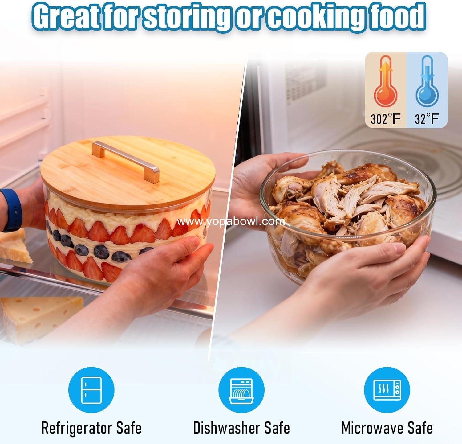 OEM 10 Inch Glass Trifle Bowl with Sealed Lid Versatile Large Salad Mixing Serving Bowl for Dessert Layering Ice Cream Cake Party Home Microwave Dishwasher Safe Manufacturer