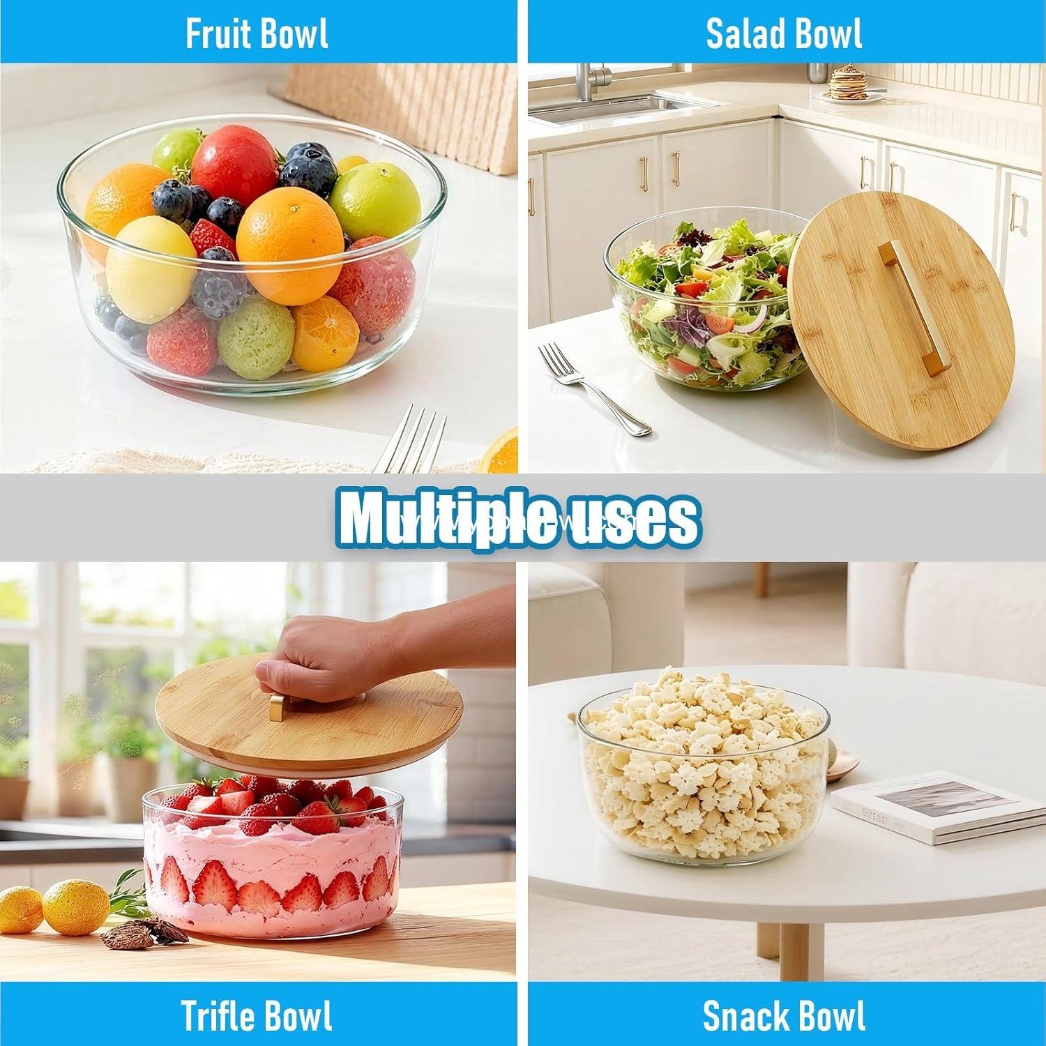 OEM 10 Inch Glass Trifle Bowl with Sealed Lid Versatile Large Salad Mixing Serving Bowl for Dessert Layering Ice Cream Cake Party Home Microwave Dishwasher Safe Manufacturer