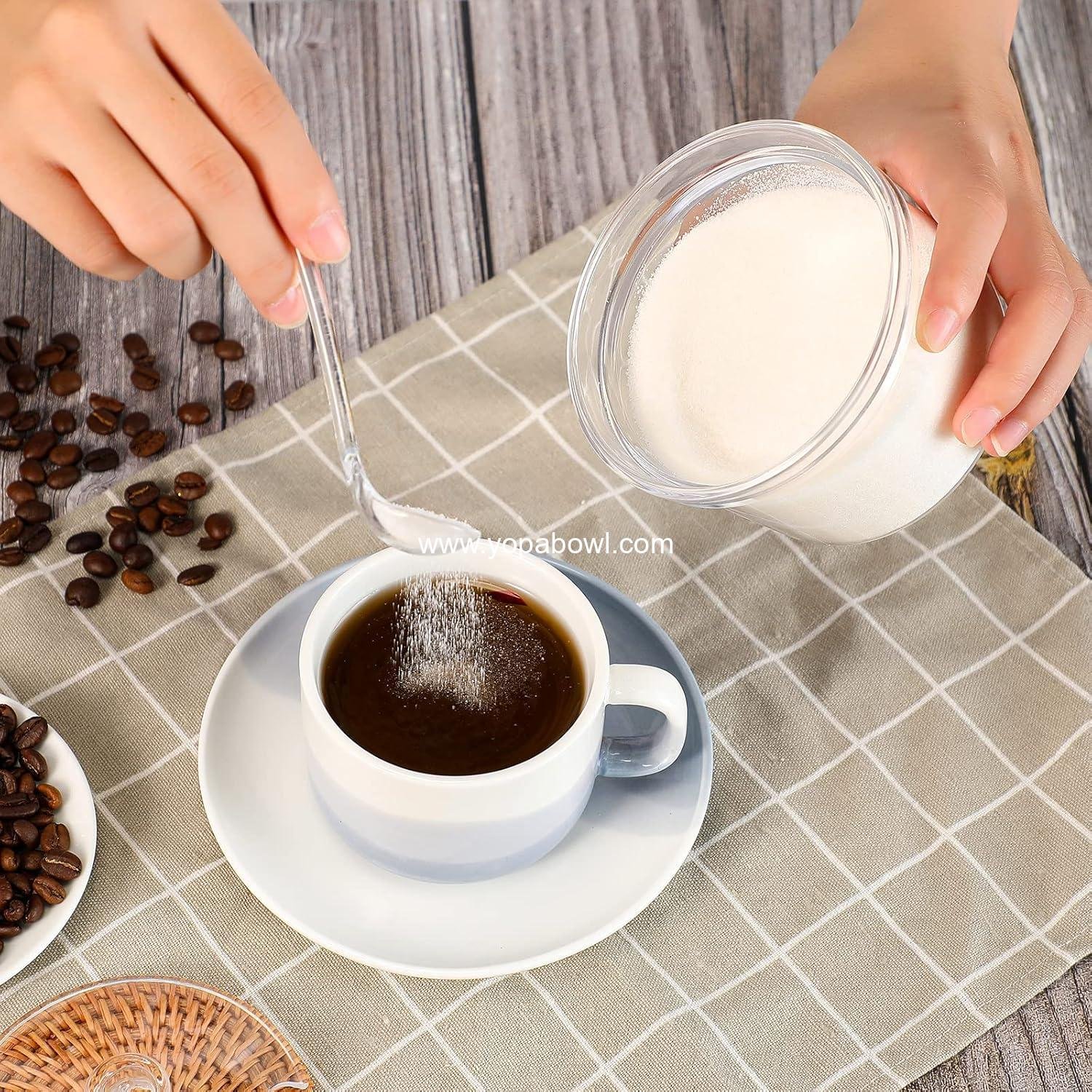 Wholesale 4-Piece Acrylic Clear Sugar Bowl Set with Lids and Salt Spoons Airtight Storage Jars 13 oz Capacity for Salt Tea Spices Herbs Condiments Factory