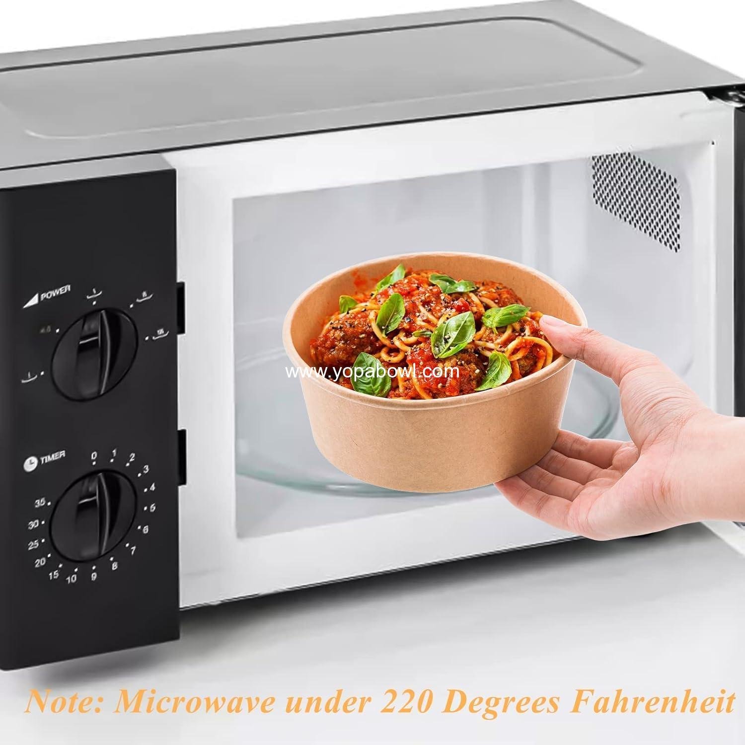 Wholesale 50 Pack 25 oz Kraft Paper Bowls with Lids Disposable Soup Salad Serving Containers To-Go Food for Party Dessert Ice Cream Yogurt Microwave Freezer Safe Factory