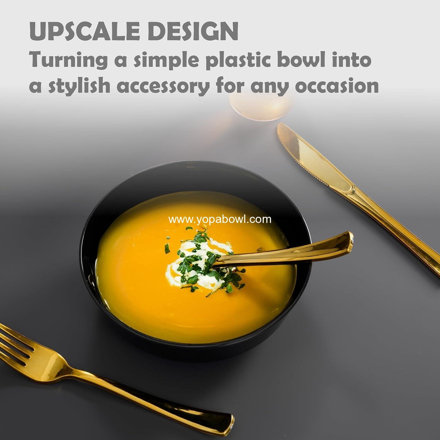 Wholesale 6 Oz Disposable Plastic Dessert Bowls 50-Pack Small Heavyweight Black for Parties Weddings Events Factory