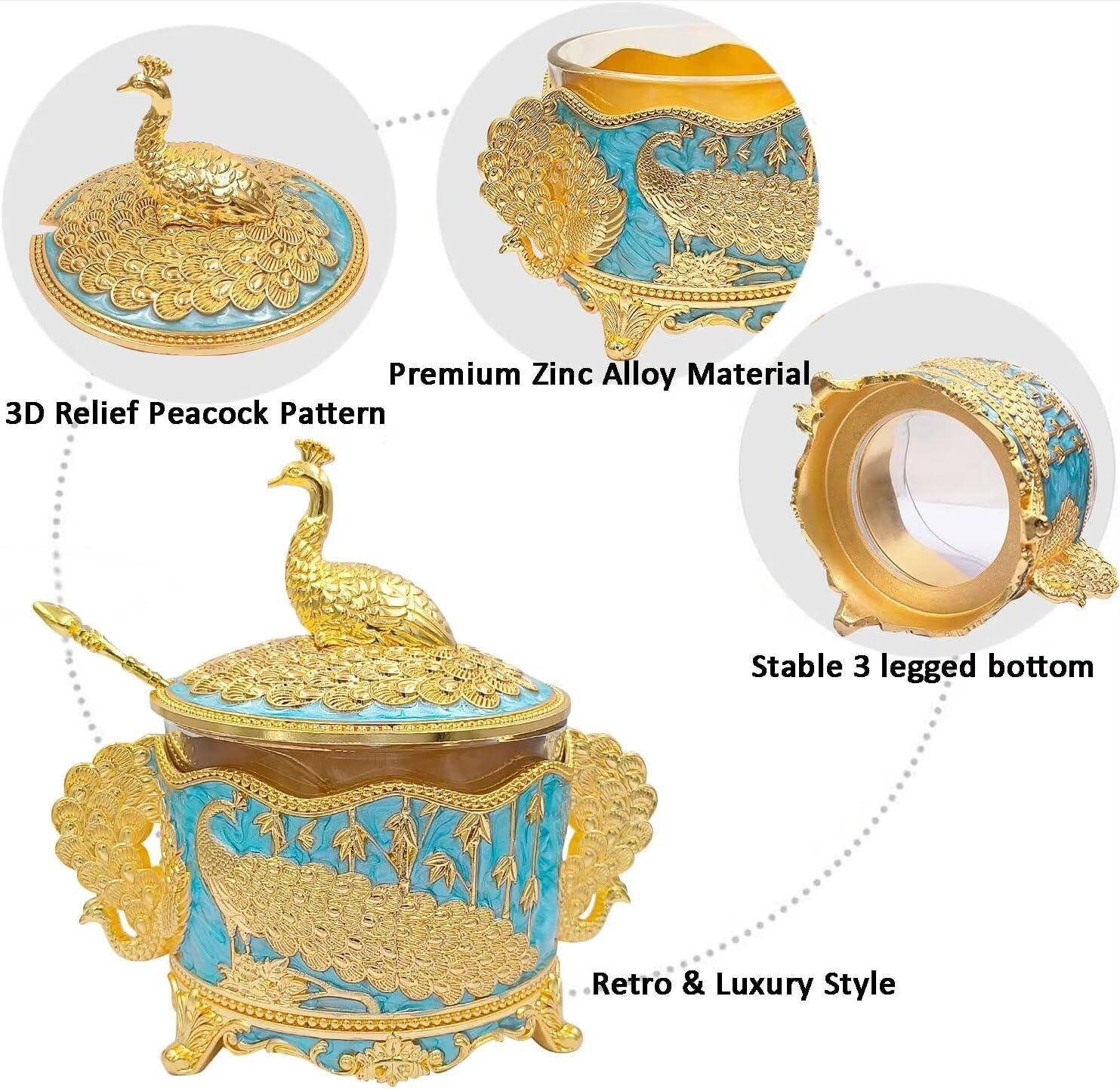 OEM 7 oz Decorative Sugar Container with Lid and Spoon Metal Glass Bowl for Coffee Bar Kitchen Storage Home Decor Salt Spice Housewarming Gift Gold Factory