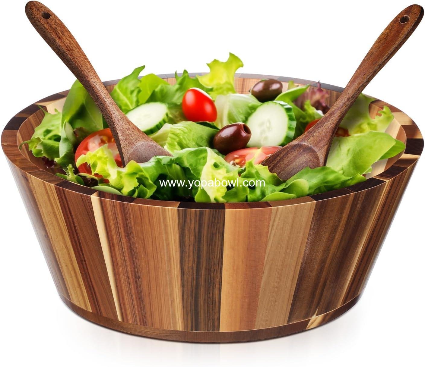LemonRoad 12 Acacia Wood Salad Bowl, Salad Mixing Round Design Fruit Bowl, Durable and Stylish Natural Wood Dining Accessory for Salads, Pasta, Fruits, Kitchen Essential