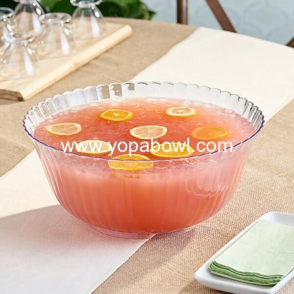 Wholesale 12 Qt Clear Plastic Punch Bowl Scalloped Edge Round BPA-Free Recyclable 14.5 Inch Top Diameter Smooth Finish Factory Wholesale 12 Qt Clear Plastic Punch Bowl Scalloped Edge Round BPA-Free Recyclable 14.5 Inch Top Diameter Smooth Finish Factory
