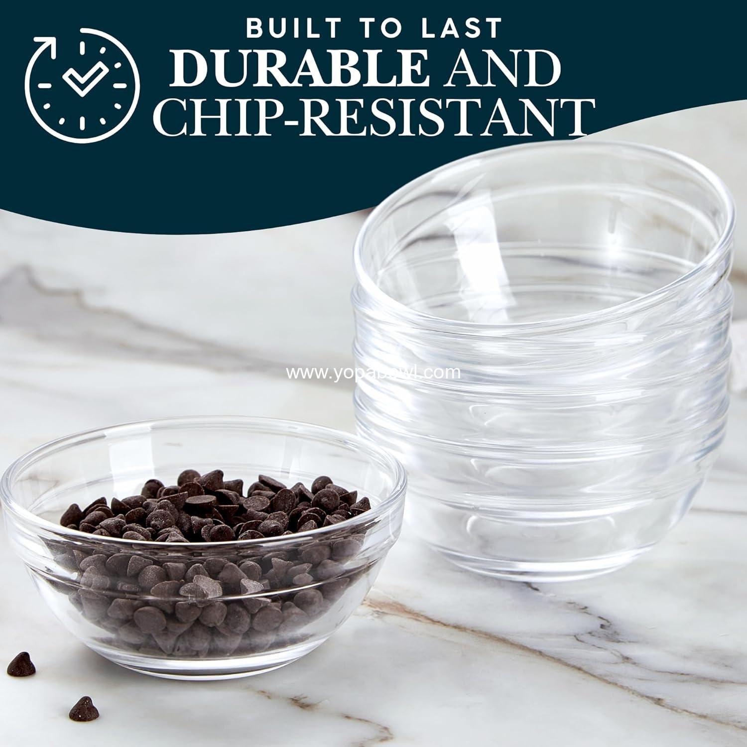 Wholesale 3.5-Inch 4-Ounce Small Glass Cooking Bowls 9 cm Diameter Microwave Dishwasher Safe Stackable Mise en Place Ramekins Set of 6 Factory