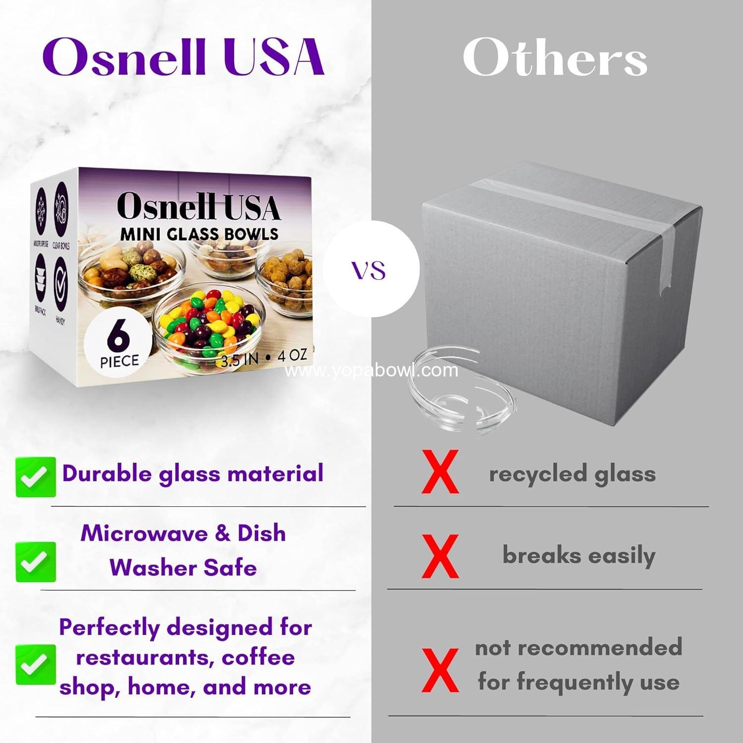 Wholesale 3.5-Inch 4-Ounce Small Glass Cooking Bowls 9 cm Diameter Microwave Dishwasher Safe Stackable Mise en Place Ramekins Set of 6 Factory