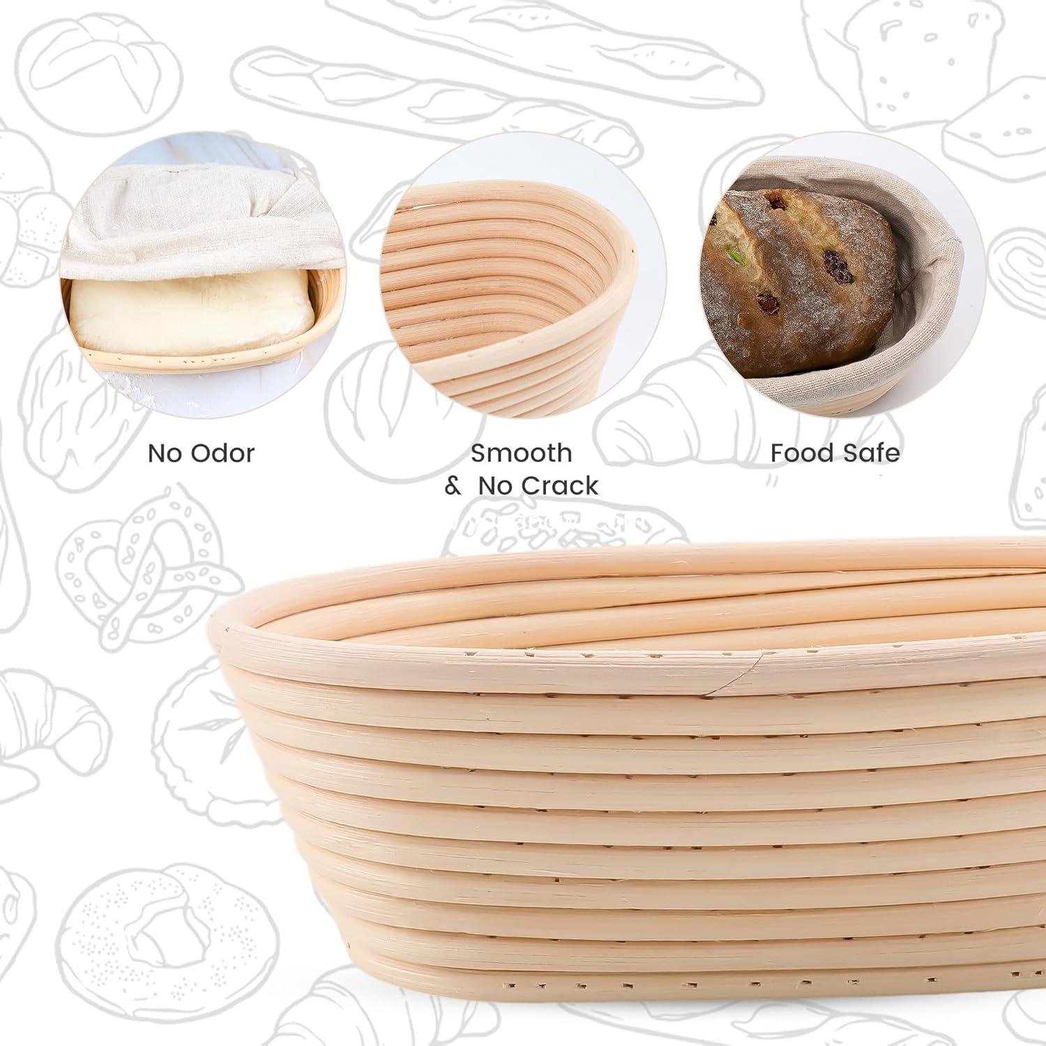 OEM Set of 2 10-Inch Oval Bread Proofing Baskets with Liners for Sourdough Baking Manufacturer