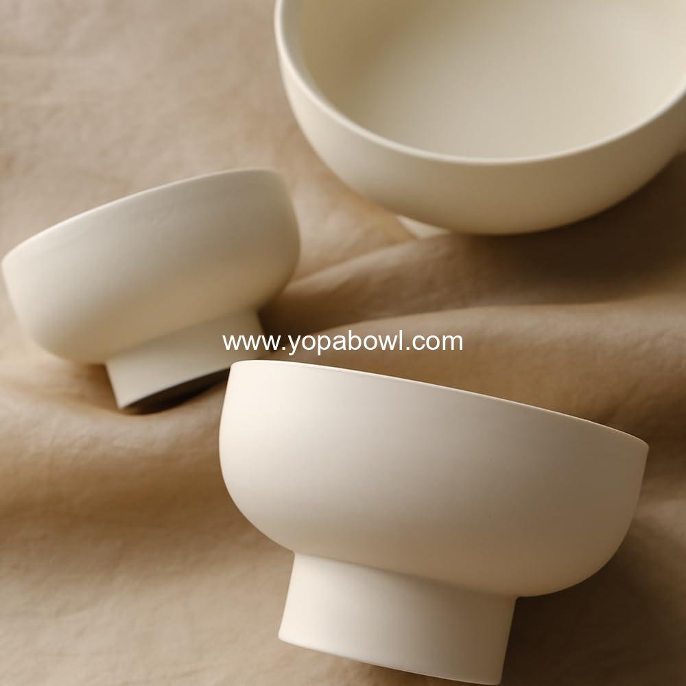 OEM Ceramic Pedestal Fruit Bowl High-Foot Deep Round Design for Salads 5.5