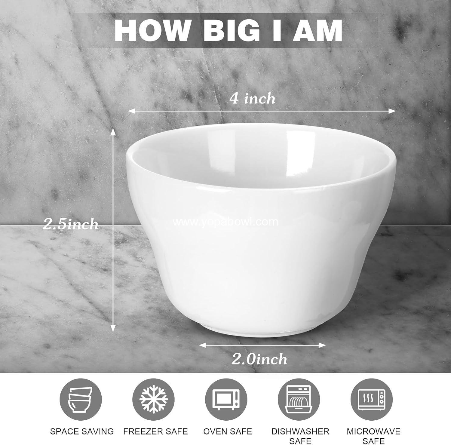 Wholesale 8 oz Small White Porcelain Soup Cups Dessert Bowls for Broth Dipping Sauce Ice Cream Bouillon Side Dishes Salads Cereal Rice Microwave Dishwasher Safe 12 Pieces Factory