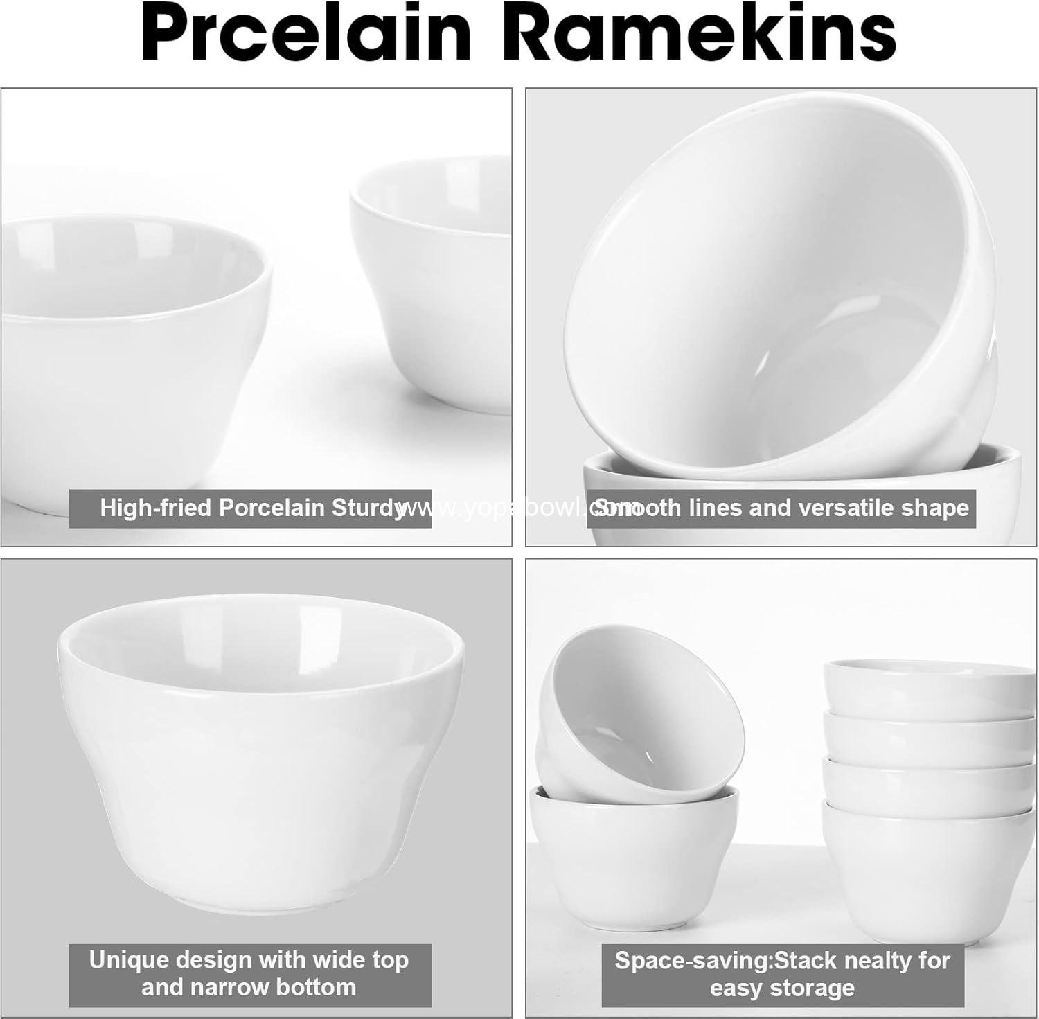 Wholesale 8 oz Small White Porcelain Soup Cups Dessert Bowls for Broth Dipping Sauce Ice Cream Bouillon Side Dishes Salads Cereal Rice Microwave Dishwasher Safe 12 Pieces Factory