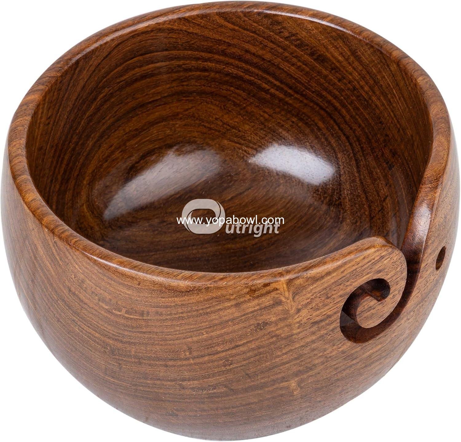 OEM Large Rosewood Yarn Bowl Holder for Knitting Crocheting - Cute Wooden Spinner Gift for Knitters Mother's Day Christmas Wife - Factory