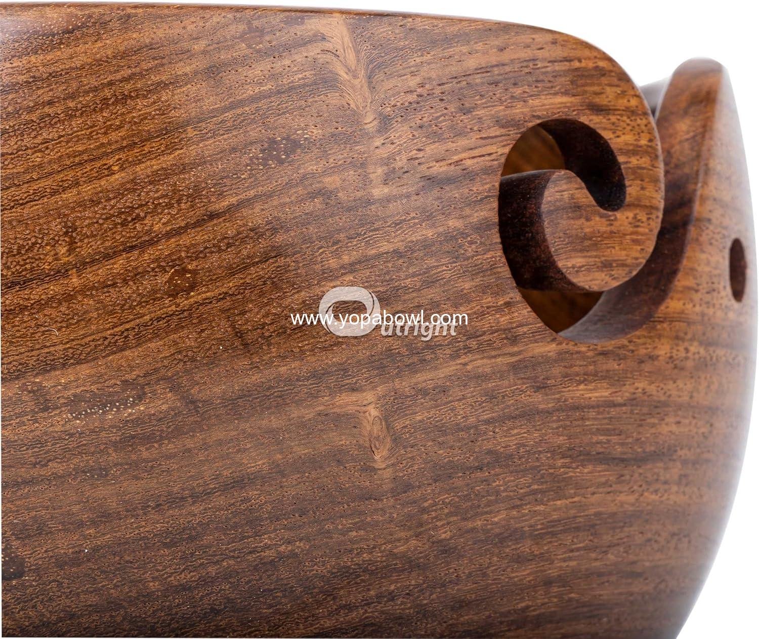OEM Large Rosewood Yarn Bowl Holder for Knitting Crocheting - Cute Wooden Spinner Gift for Knitters Mother's Day Christmas Wife - Factory