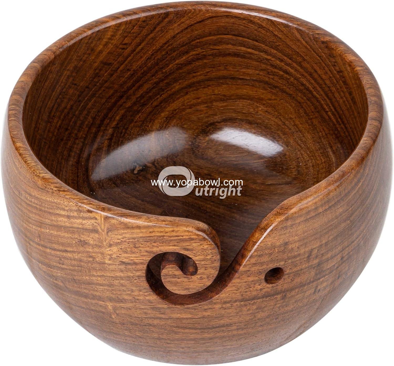 OEM Large Rosewood Yarn Bowl Holder for Knitting Crocheting - Cute Wooden Spinner Gift for Knitters Mother's Day Christmas Wife - Factory