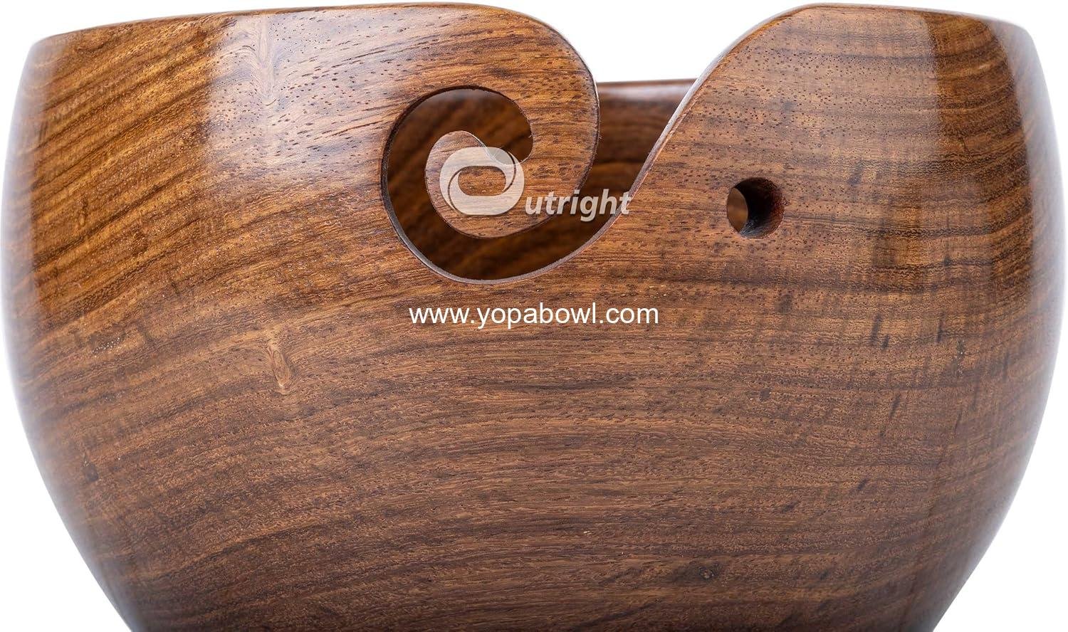 OEM Large Rosewood Yarn Bowl Holder for Knitting Crocheting - Cute Wooden Spinner Gift for Knitters Mother's Day Christmas Wife - Factory