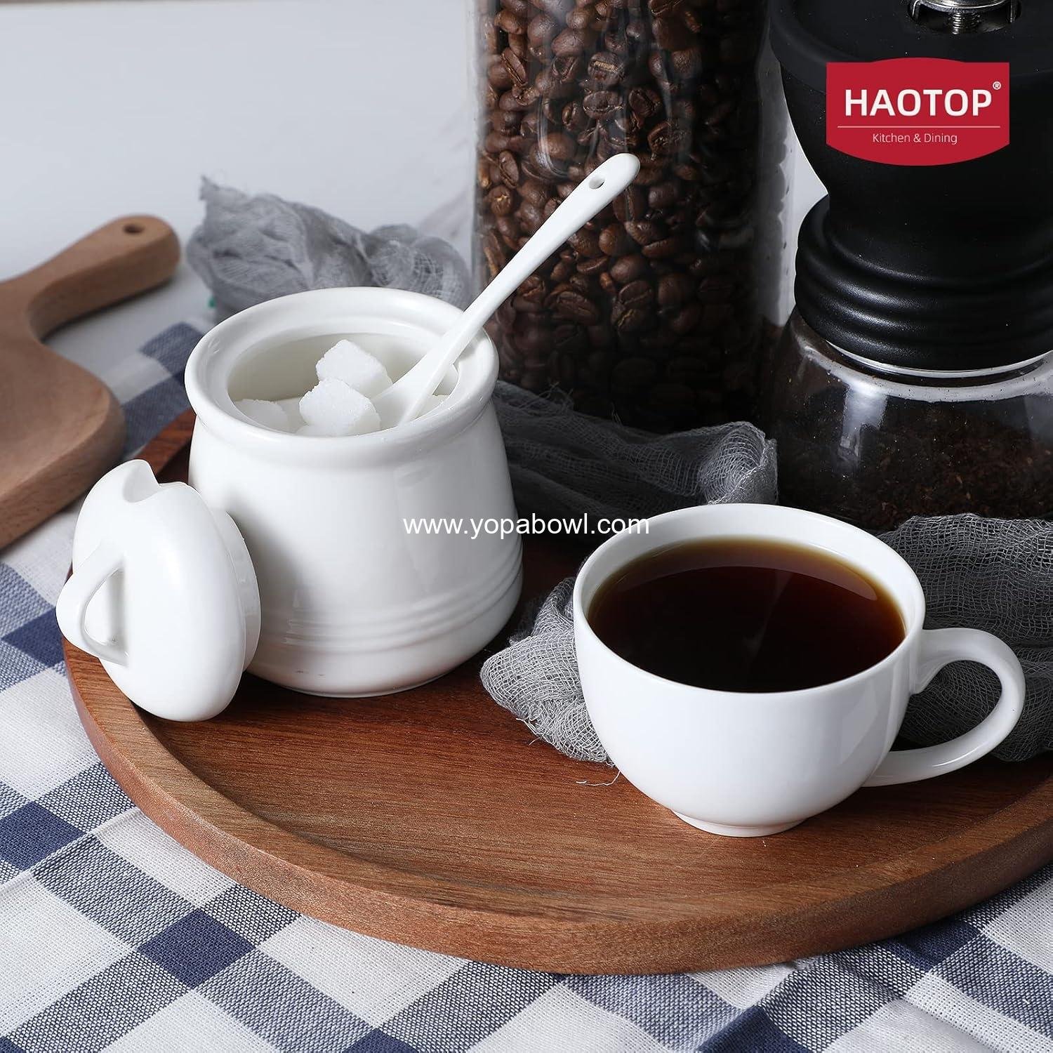 OEM Porcelain Sugar and Salt Bowl with Lid Spoon 12 Ounce Capacity for Kitchen Home White Factory OEM Porcelain Sugar and Salt Bowl with Lid Spoon 12 Ounce Capacity for Kitchen Home White Factory