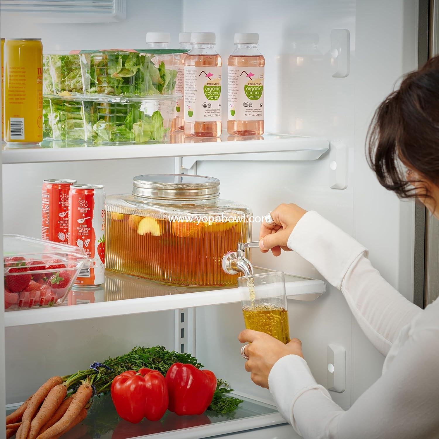 OEM Leakproof 5L Glass Beverage Dispenser Stainless Steel Spigot for Fridge Laundry Detergent Punch Bowl Water Countertop 1.32 Gallon Capacity Factory