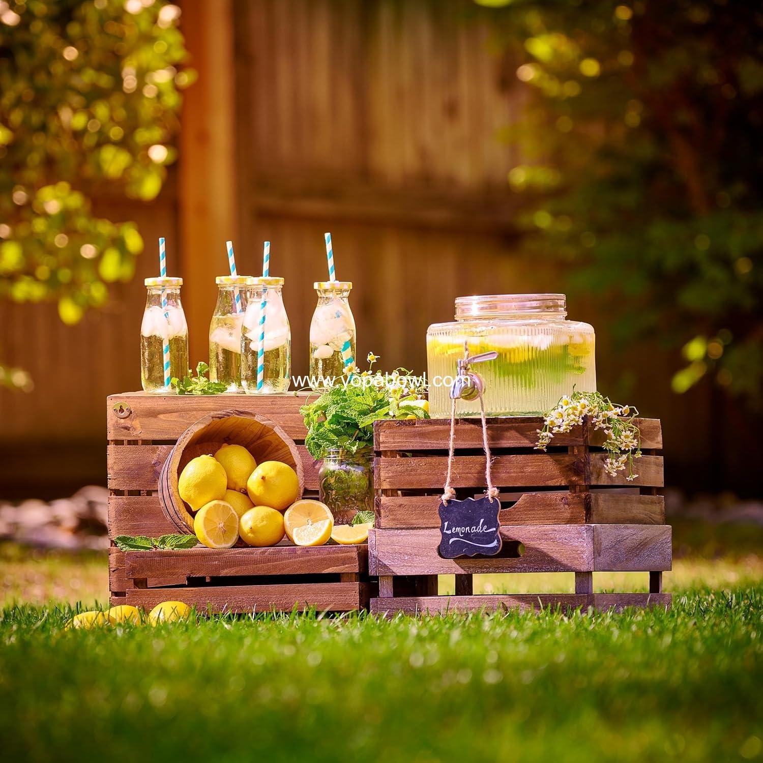 OEM Leakproof 5L Glass Beverage Dispenser Stainless Steel Spigot for Fridge Laundry Detergent Punch Bowl Water Countertop 1.32 Gallon Capacity Factory